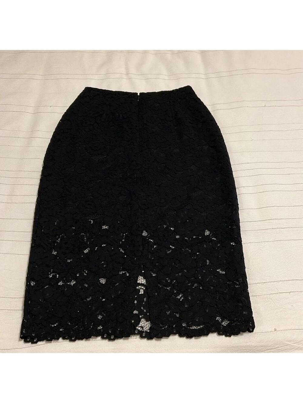 H&M Black Lace Overlay Pencil Skirt Lined Size 2 - Picture 3 of 6